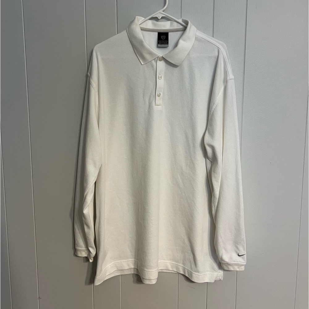 Nike White Long Sleeve Polo Shirt